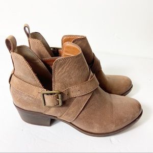 Lucky Brand Womens Brown Leather Booties Boots